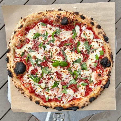 Neapolitan margherita in the Blackstone, baked by Bill